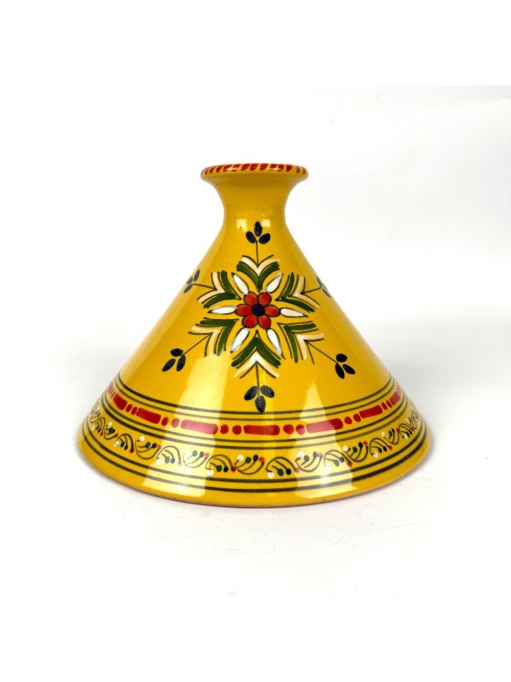 Vintage Tagine Replacement Lid Moroccan Style 6" Yellow Ceramic Floral Cookware